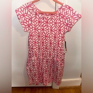 NWT Vineyard Vines Girls Size Medium White And Pink Romper with pockets